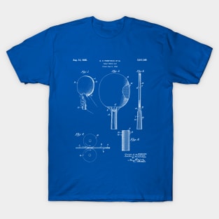 Table Tennis Patent - Tennis Paddle Art - Blueprint T-Shirt